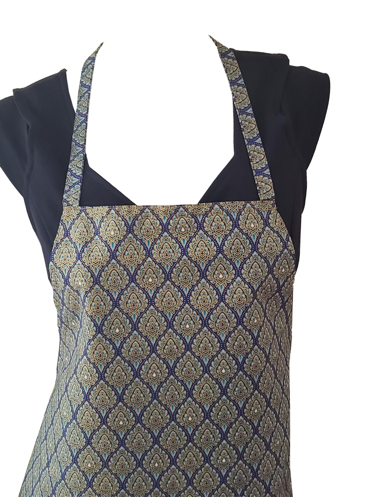 Apron Thai Benjarong Style Printed Design in Bright Colors with floral motif