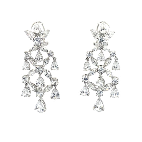 925 Silver White Rhodium White Zircon Earrings