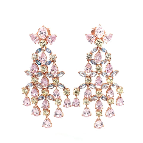 925 Silver Pink Rhodium Mix Zircon Earrings