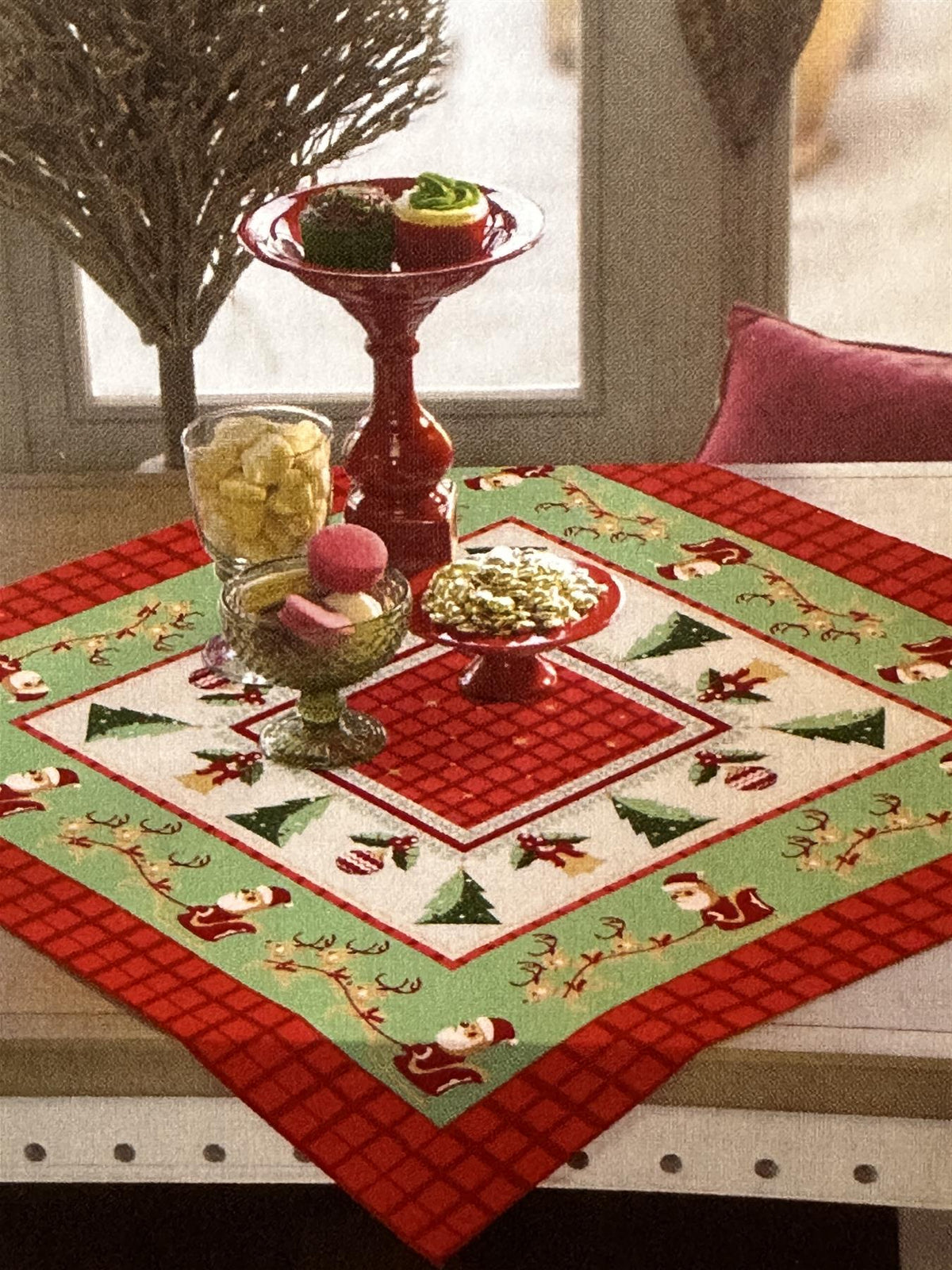 Christmas Table Topper. 30x30 inch Square for small accent table