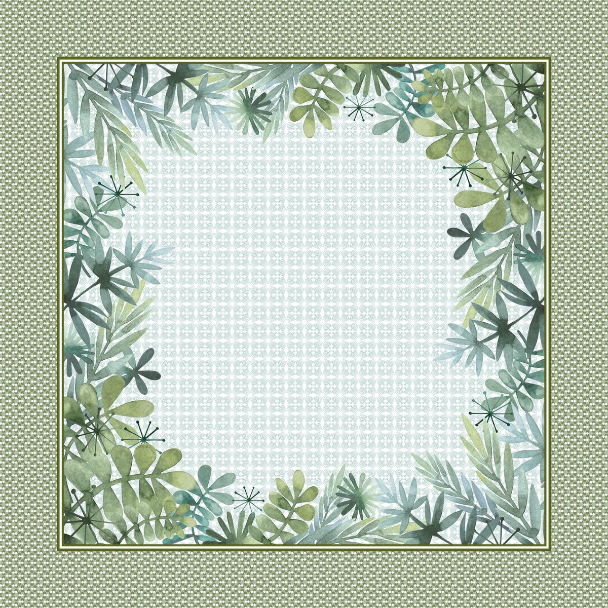 40" Square Table Topper — Tropical Green Print