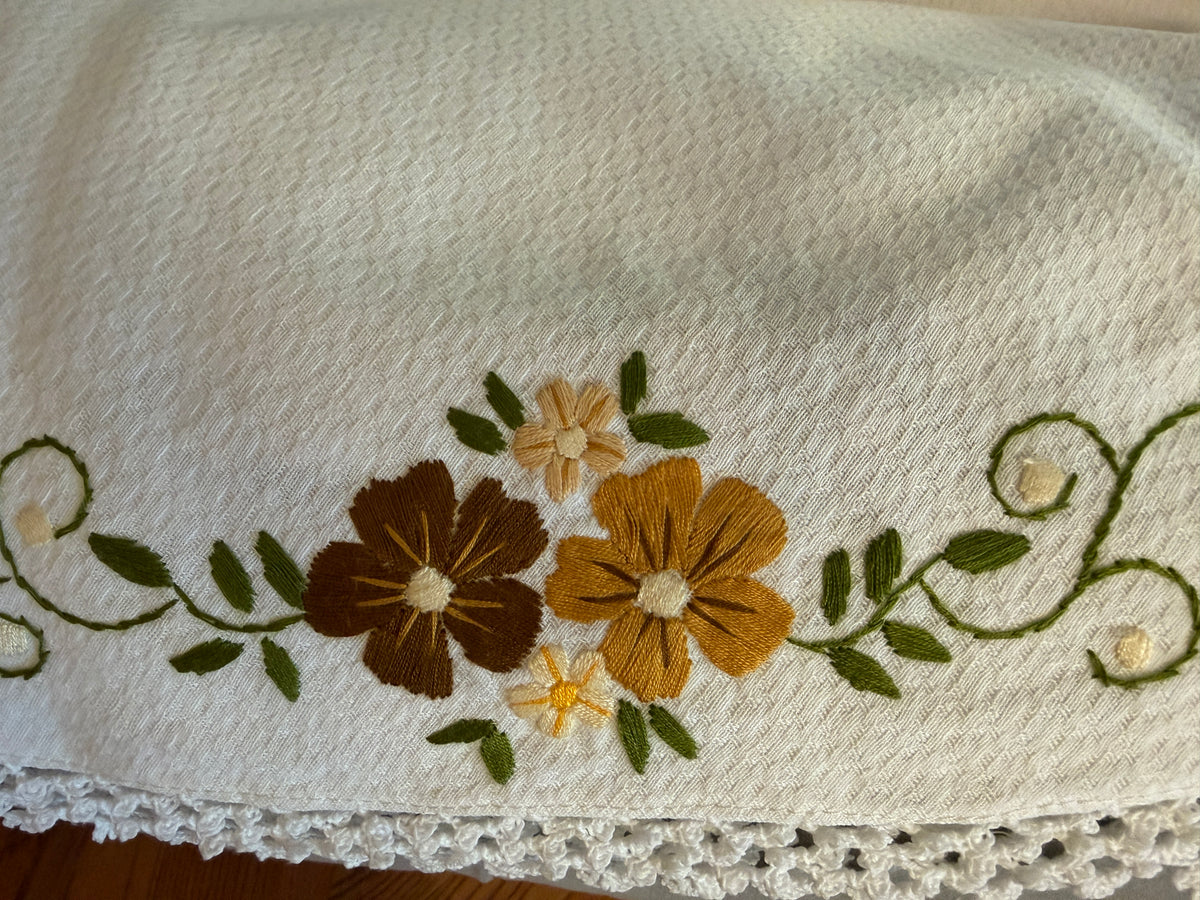 Handmade Embroidered Cotton Tablecloth – 45 Inch Square