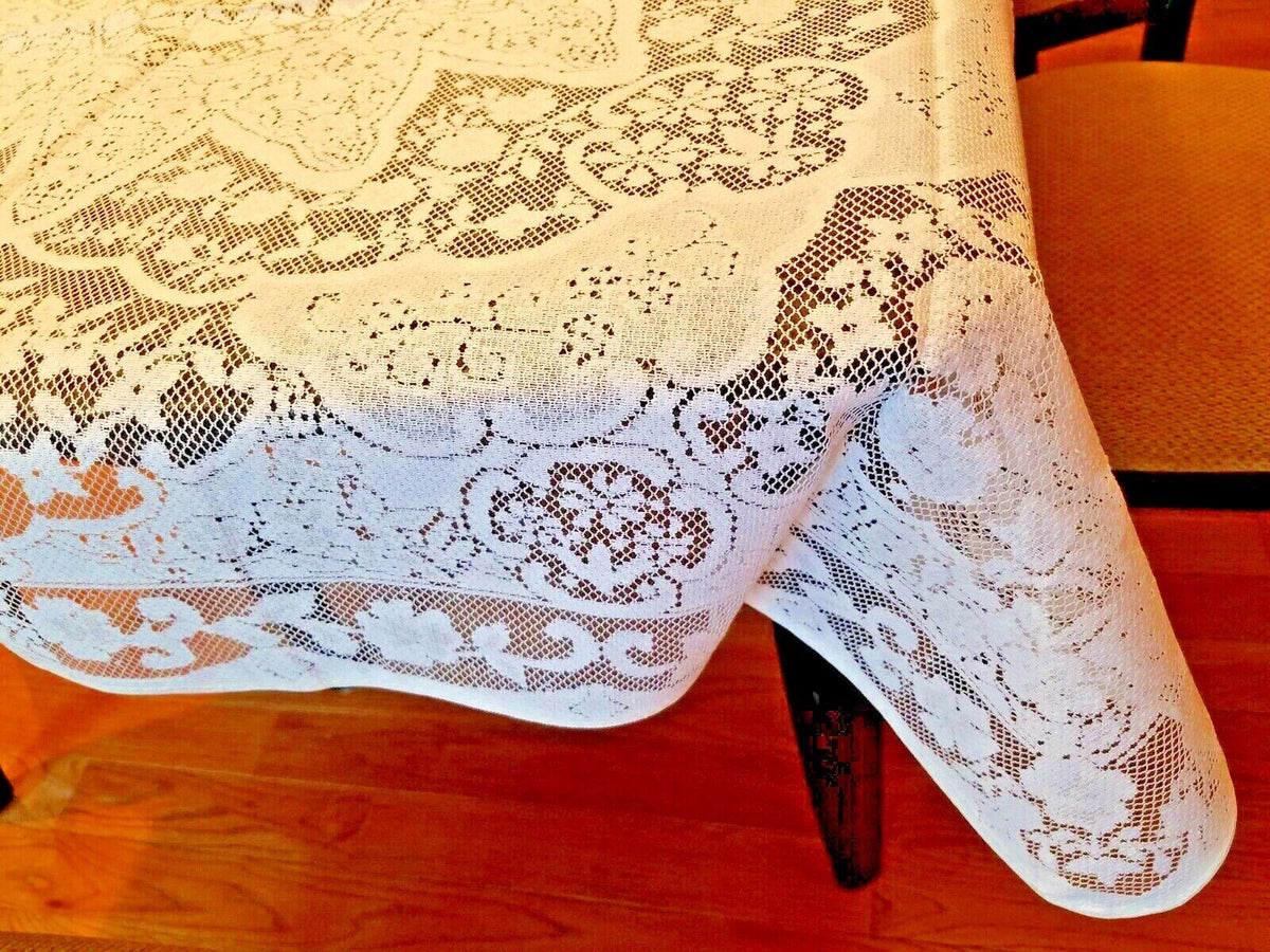 40" Square Lace Tablecloth / table topper. Color options- White or cream
