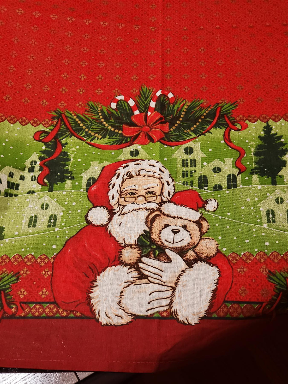 Christmas Holiday Tablecloth is Printed with All The Christmas Magic and its Charms, Bringing The Beloved Santa Claus, Christmas Village Theme