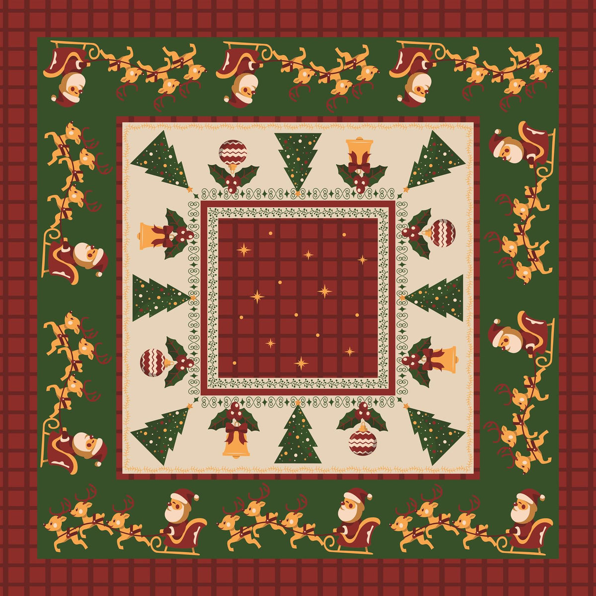 Christmas Table Topper. 30x30 inch Square for small accent table