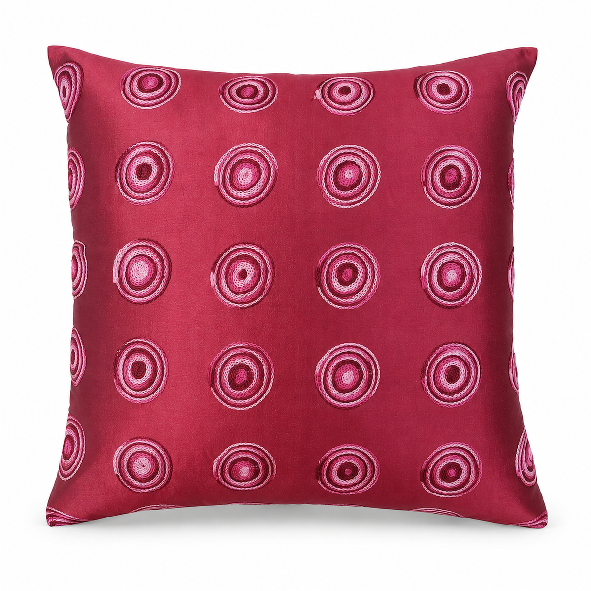 Red magenta cushion cover front; sold as a pair, inserts excluded