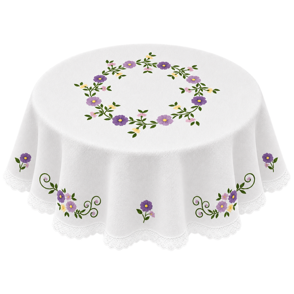 Handmade Embroidered Cotton Tablecloth – 45 Inch Square