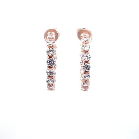 925 Silver Pink Rhodium White Zircon Earrings