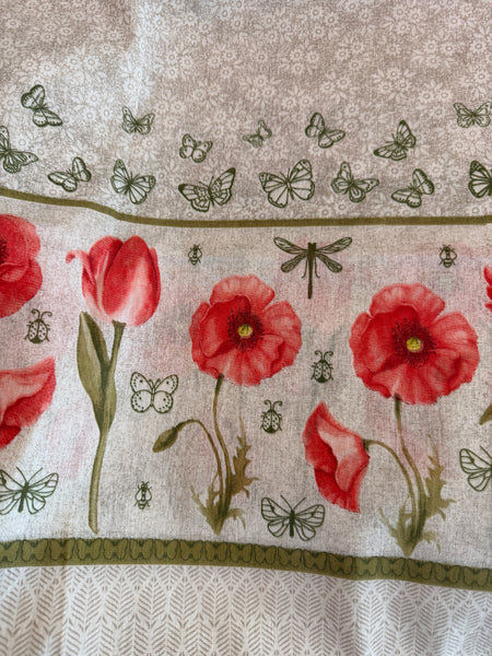 AdonisUSA Red Tulips and Poppy Flowers  Printed Tablecloth. Perfect to Brighten up The Room. for Spring Decor, Dining Room, Kitchen