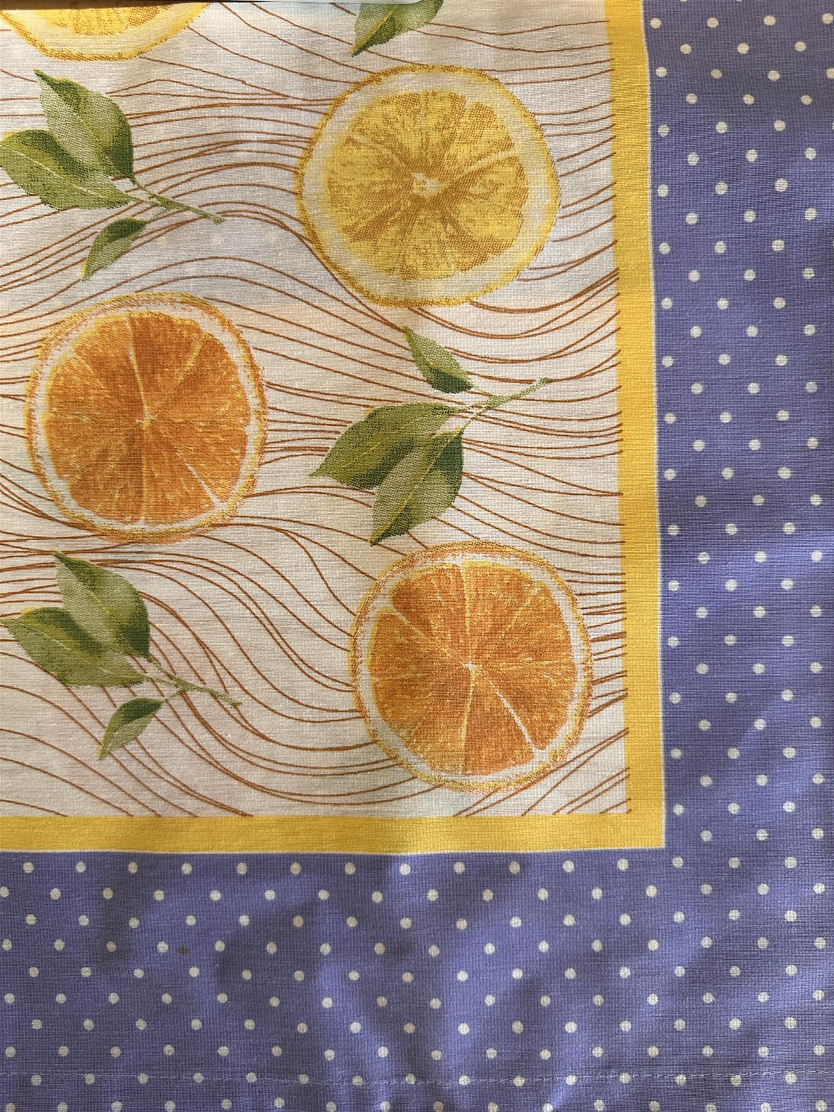 Square Table Topper with Citrus-Oranges and Lemon print. 40"x40" Square