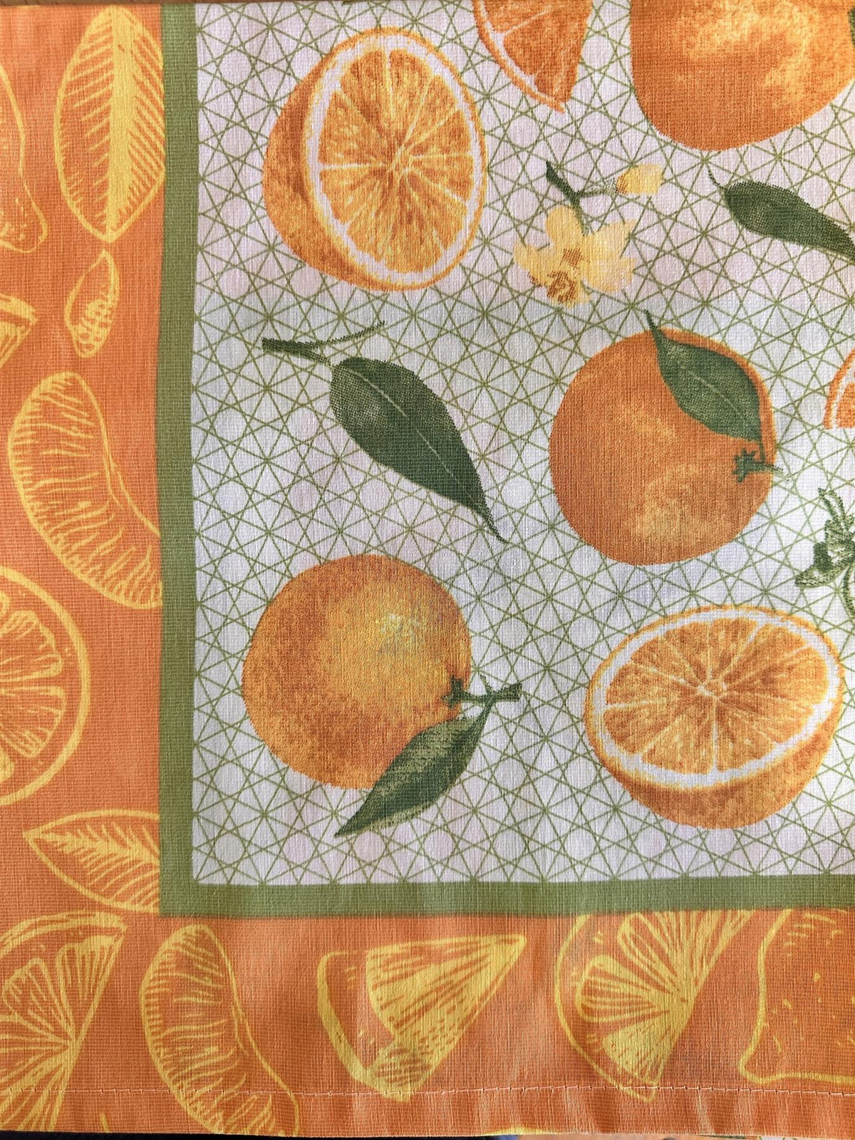 Square Table Topper with Citrus-Oranges and Lemon print. 40"x40" Square