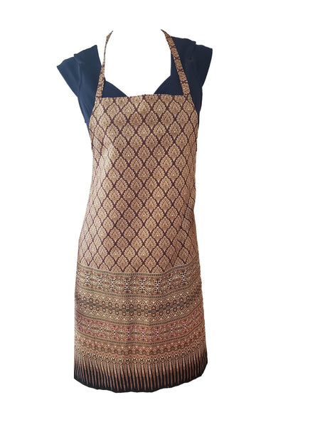 Apron Thai Benjarong Style Printed Design in Bright Colors with floral motif