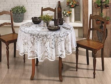60-Inch Round Lace Tablecloth – Vintage Floral Design
