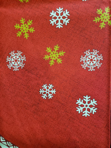 Christmas Tablecloth- Mid Century style in Red, White and Gold classic colors. Print of this Holiday season