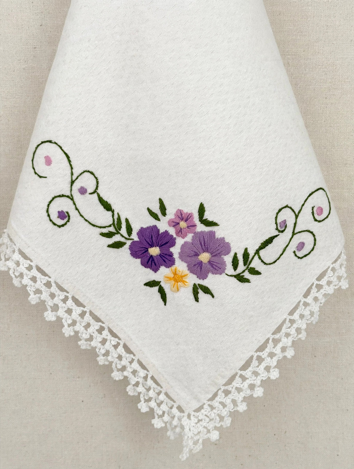 Handmade Embroidered Cotton Tablecloth – 45 Inch Square
