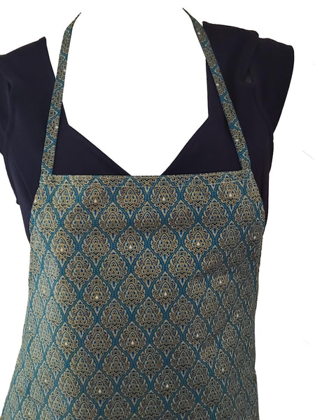 Apron Thai Benjarong Style Printed Design in Bright Colors with floral motif