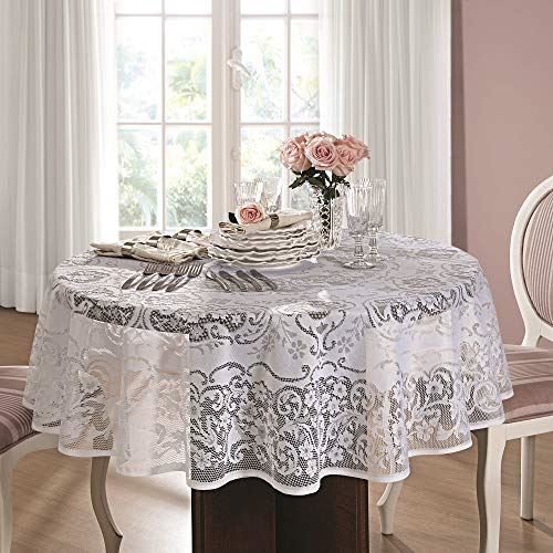 White Machine made, Lace Tablecloth, Round or Rectangle