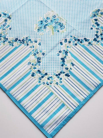 70" Round Tablecloth Printed, Round-1 pc +39" Square Overlay+6 Napkins Set