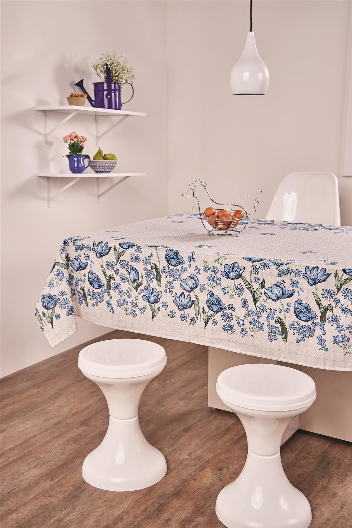 Floral Geometric Tablecloth, 60" Round or Rectangle