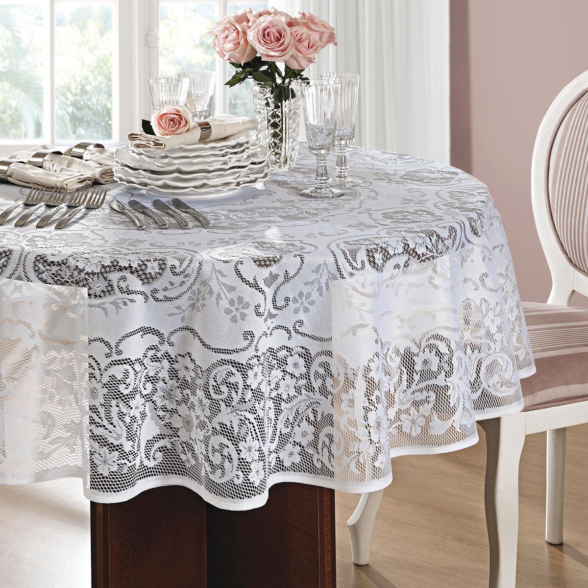 White Machine made, Lace Tablecloth, Round or Rectangle