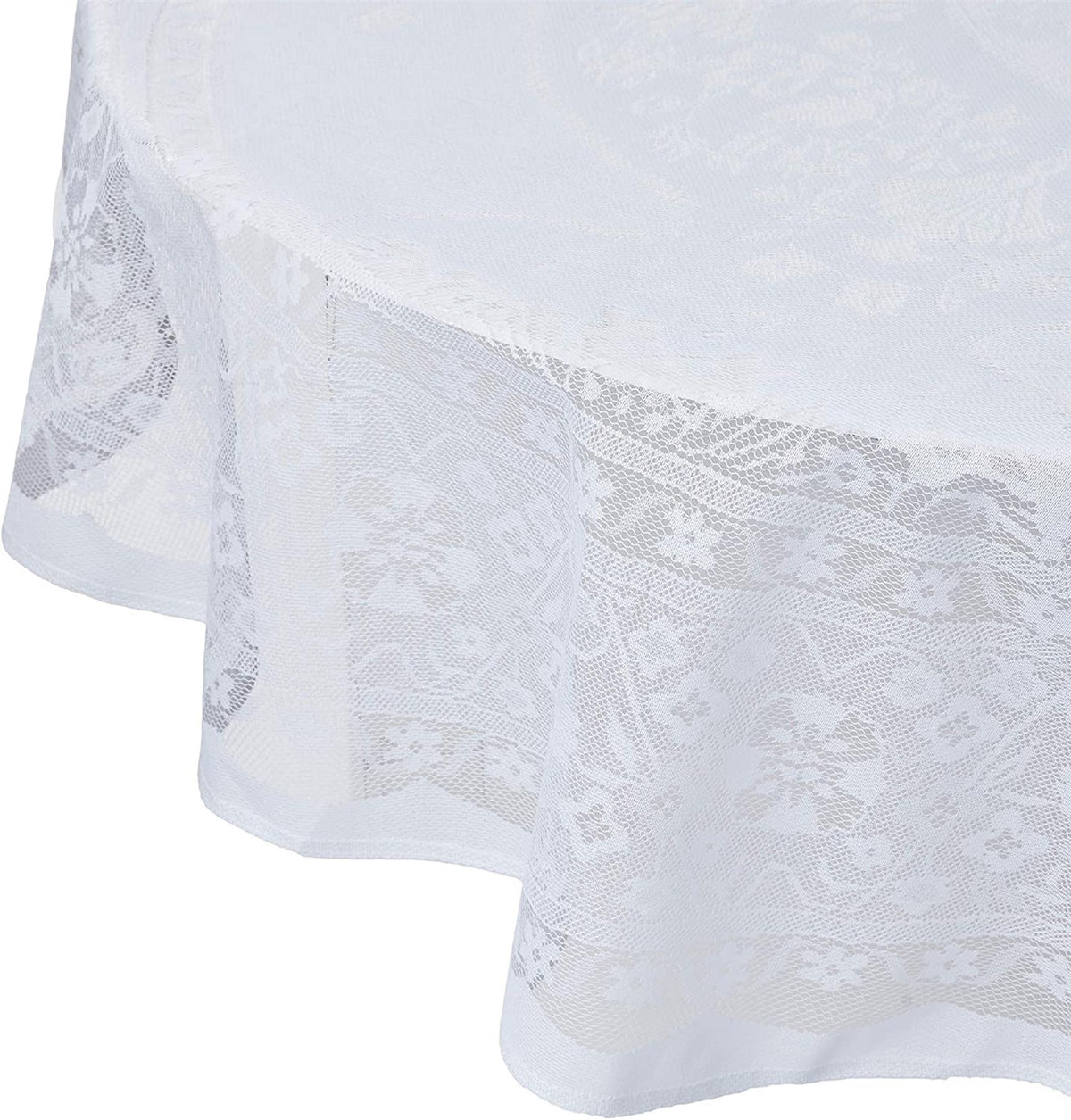 AdonisUSA 70 inch Round White Lace Tablecloth for Seating of About 6 People