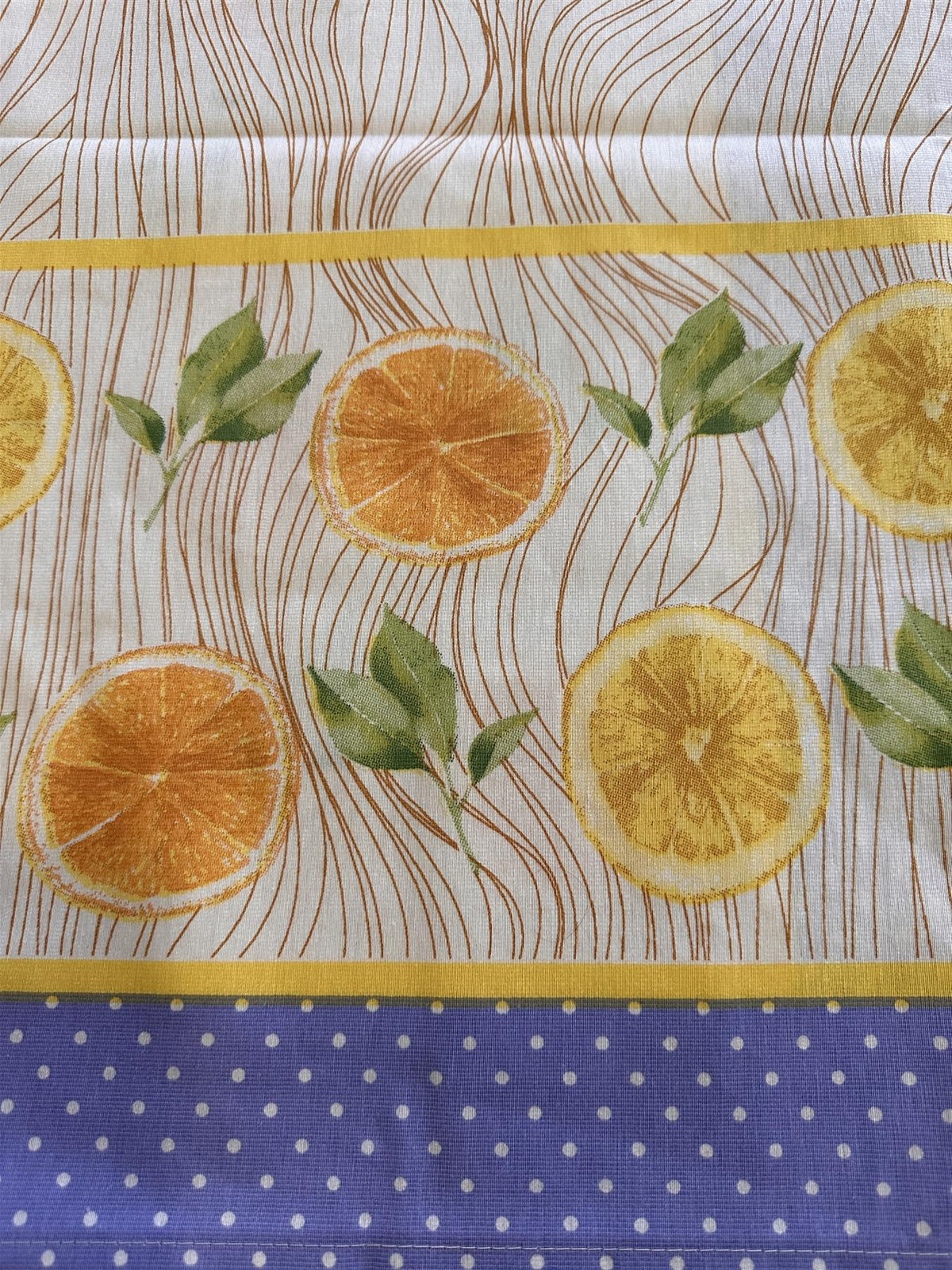 Square Table Topper with Citrus-Oranges and Lemon print. 40"x40" Square