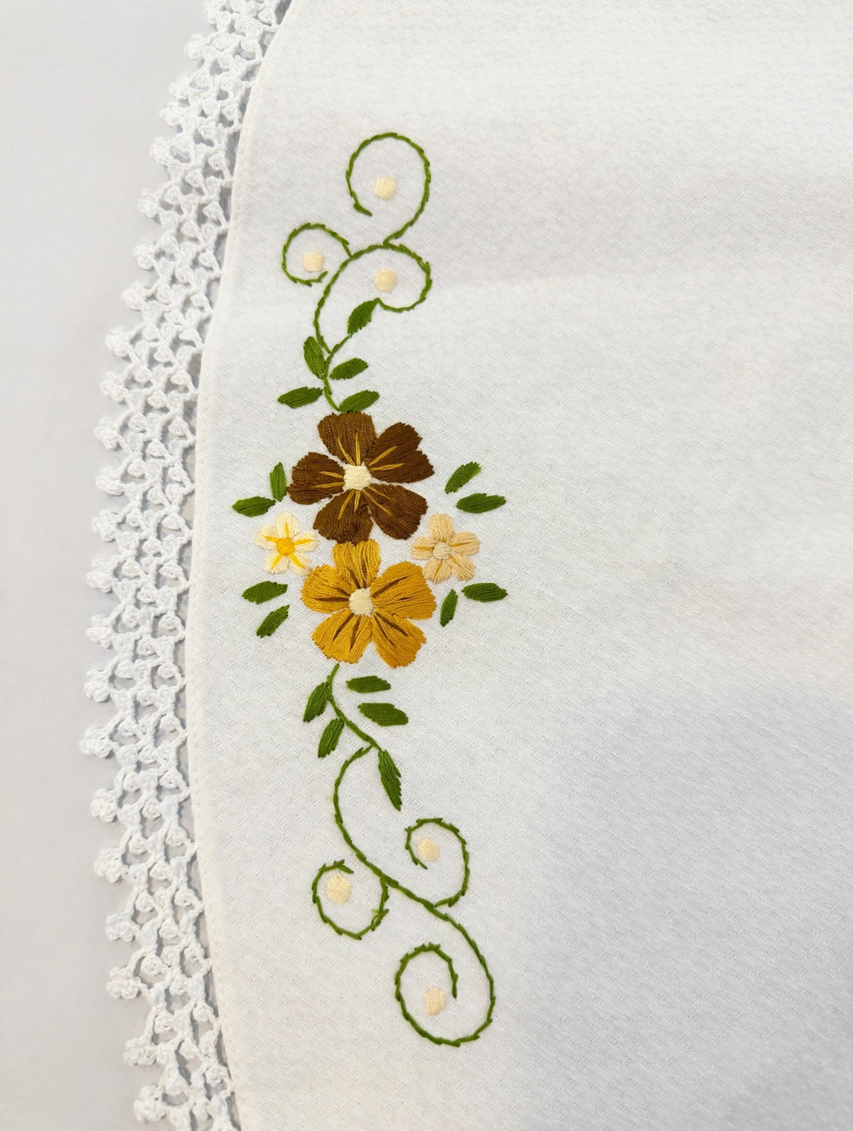 Handmade Embroidered Cotton Tablecloth – 45 Inch Square