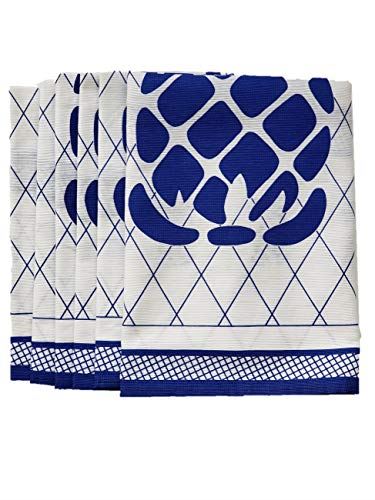 Leart White and Blue Pineapple Printed Dishcloth/Dish Towel/Kitchen Towel. Pack of 6