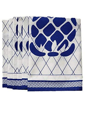 Leart White and Blue Pineapple Printed Dishcloth/Dish Towel/Kitchen Towel. Pack of 6