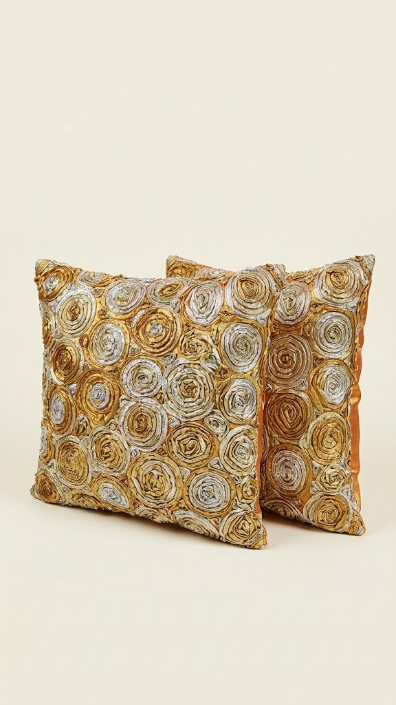 Rose Cushion Covers, 3 D.  16 × 16 Inches, Set of 2 matching ones