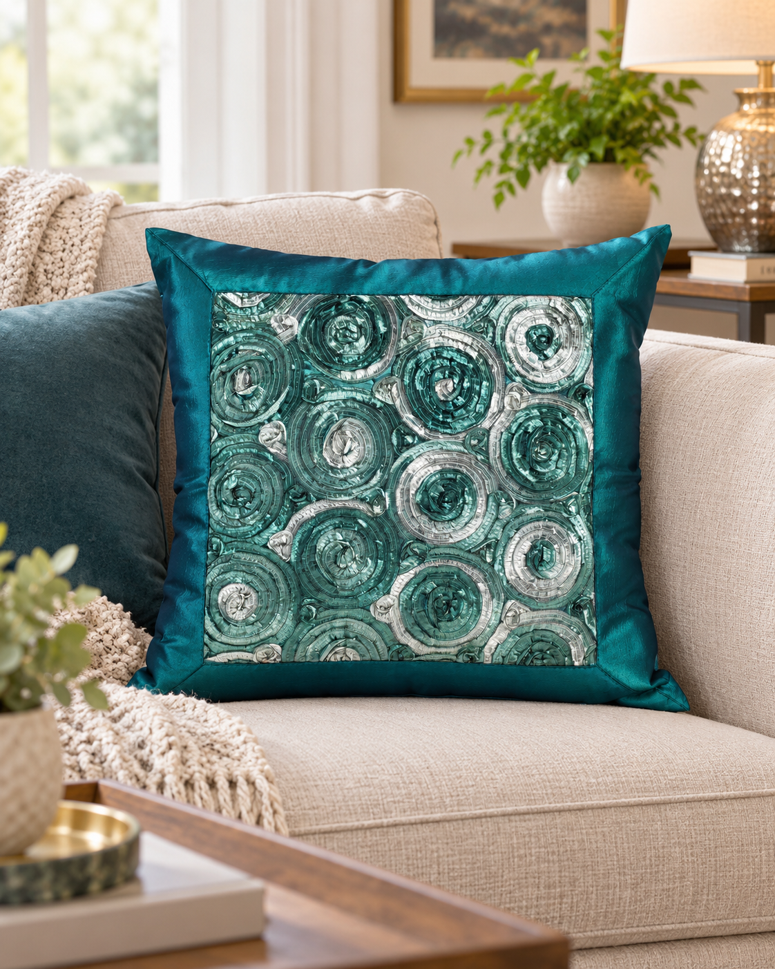 Rose Cushion Covers, 3 D.  16 × 16 Inches, Set of 2 matching ones
