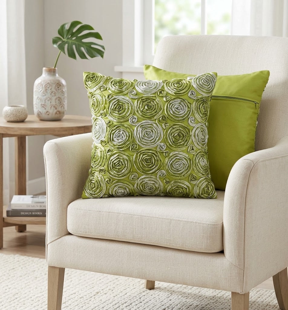 Rose Cushion Covers, 3 D.  16 × 16 Inches, Set of 2 matching ones