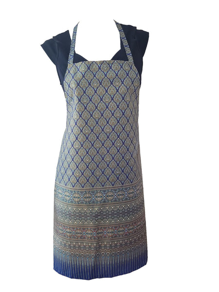 Apron Thai Benjarong Style Printed Design in Bright Colors with floral motif