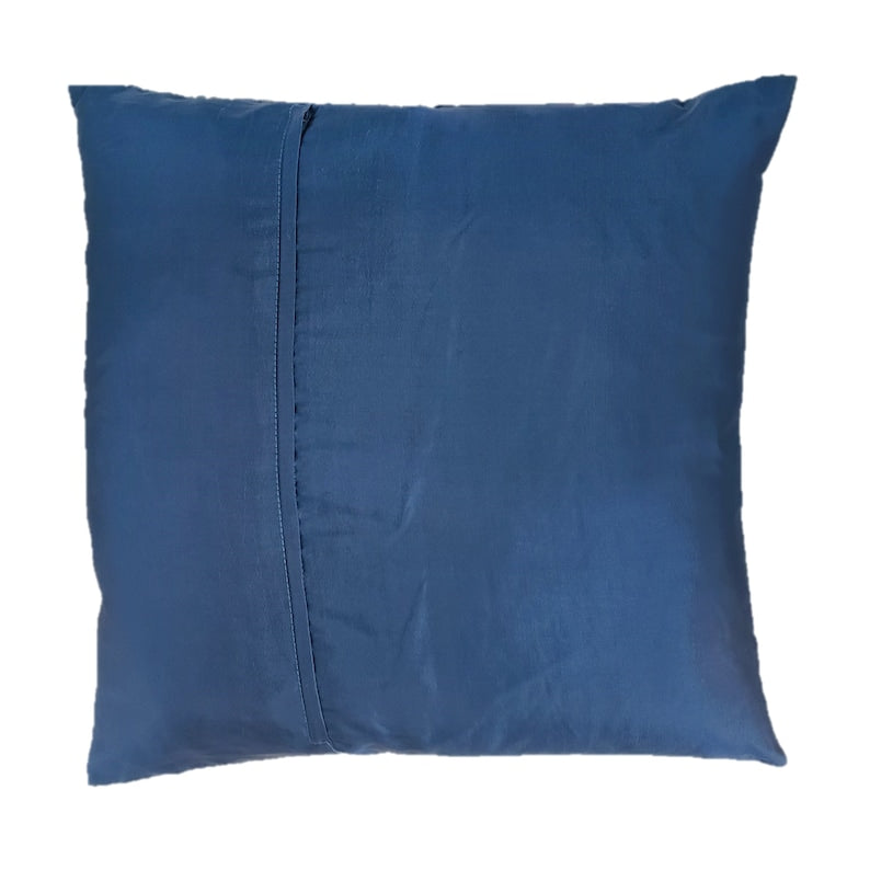 Solid blue cushion cover back