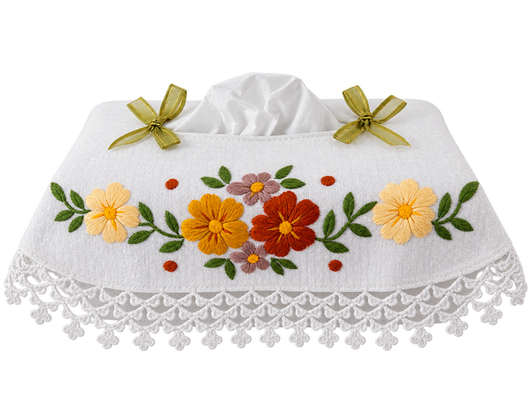 AdonisUSA Blue and Pink Garden embroidered tissue box cover hero image