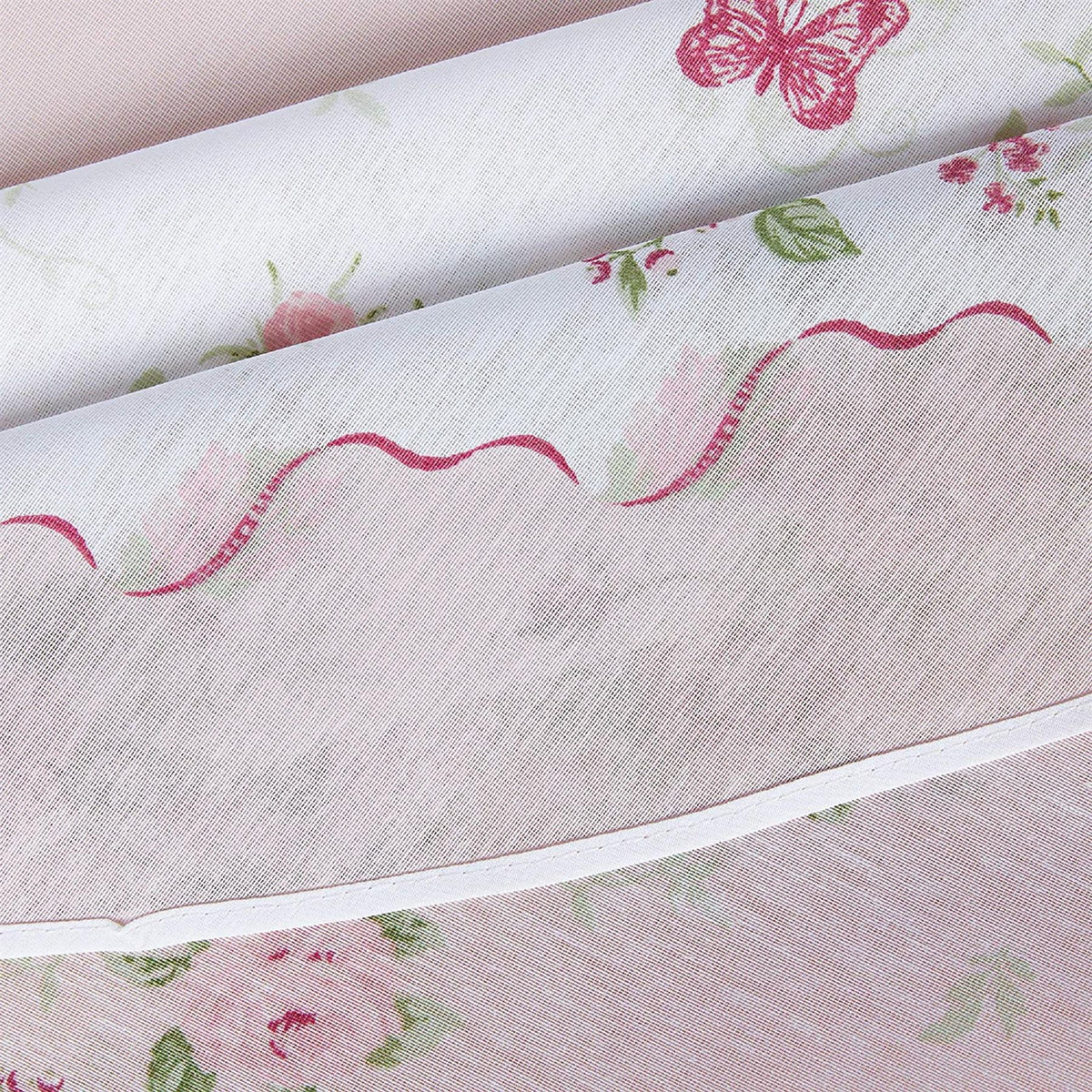 Pink Roses and Butterfly Printed Tablecloth  Tablecloth. Size options 60 inch Round or 61"x98" Rectangle Tablecloth