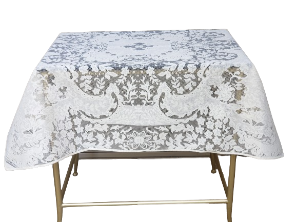 Alteza Cream / Ecru Color Lace Tablecloth. Floral Design. Square table topper -40"x40" Square