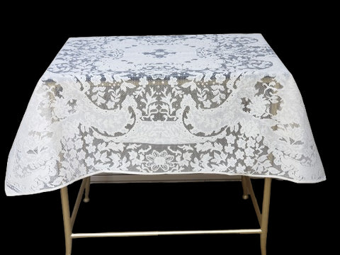Alteza  Cream / Ecru Color Lace Tablecloth. Floral Design. Square table topper (40" Square, Ecru)