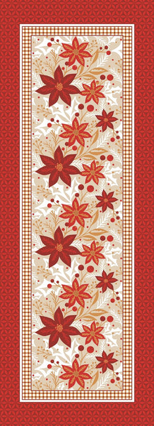 Christmas Runner with bright colors and cheerful Xmas elements. Size 14"x40"-small size