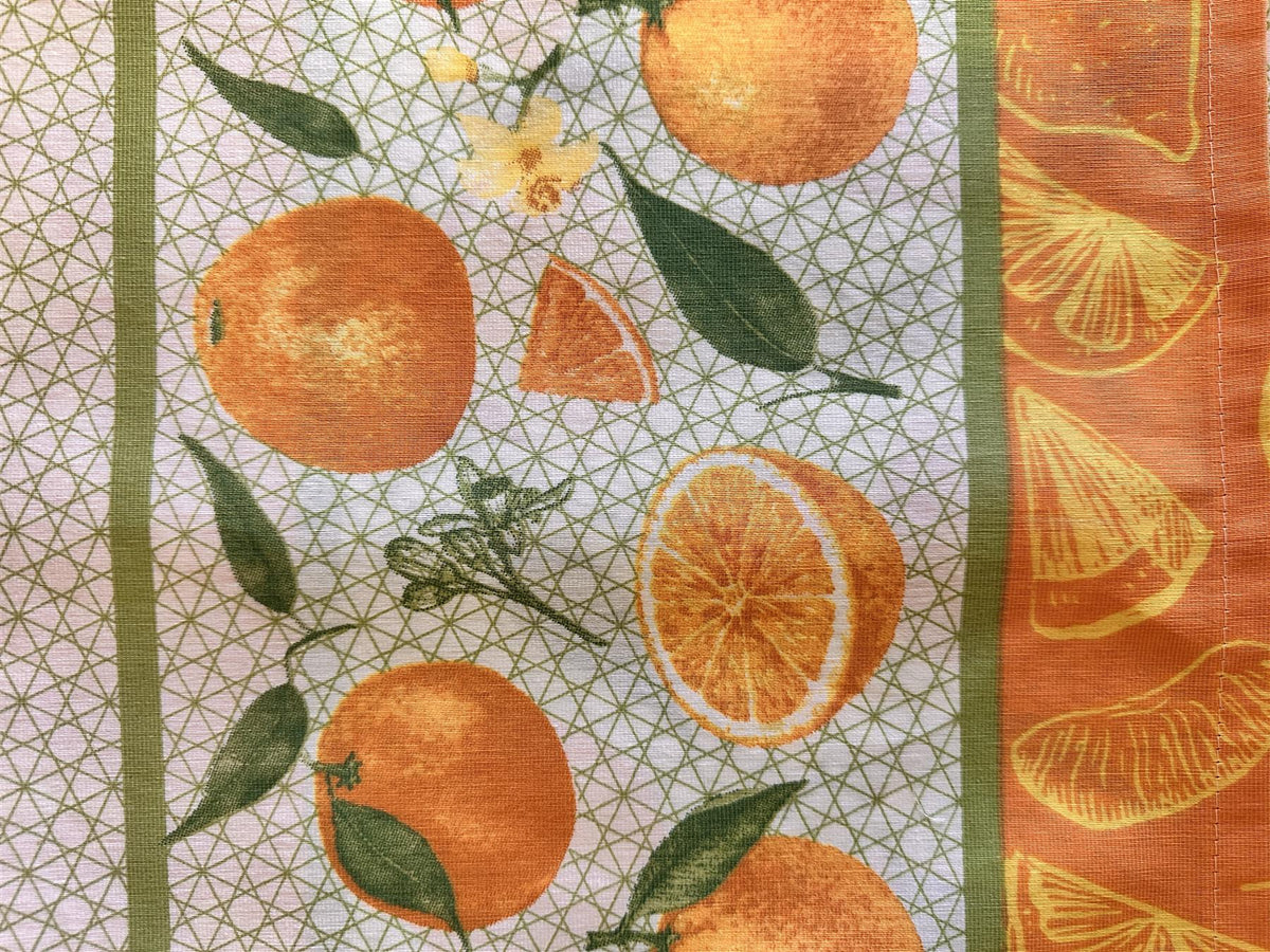 Square Table Topper with Citrus-Oranges and Lemon print. 40"x40" Square