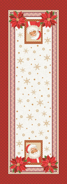 Christmas Runner with bright colors and cheerful Xmas elements. Size 14"x40"-small size
