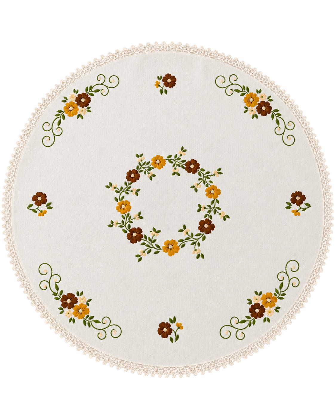 Handmade Embroidered Cotton Tablecloth – 45 Inch Square