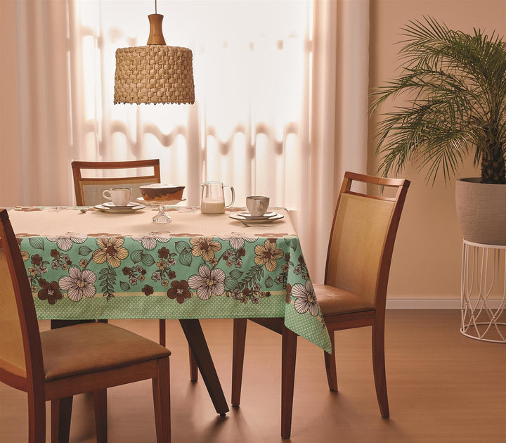 Holambra Forest Green Floral Rectangle Tablecloth